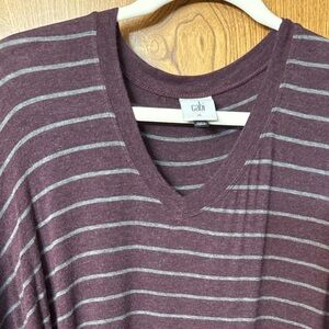 Cabi Purple Striped V-Neck Serenity Tees